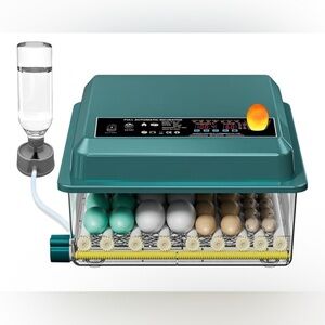Automatic Egg Incubator in Teal with Clear Tray 36 Tray Digital Humidity Control
